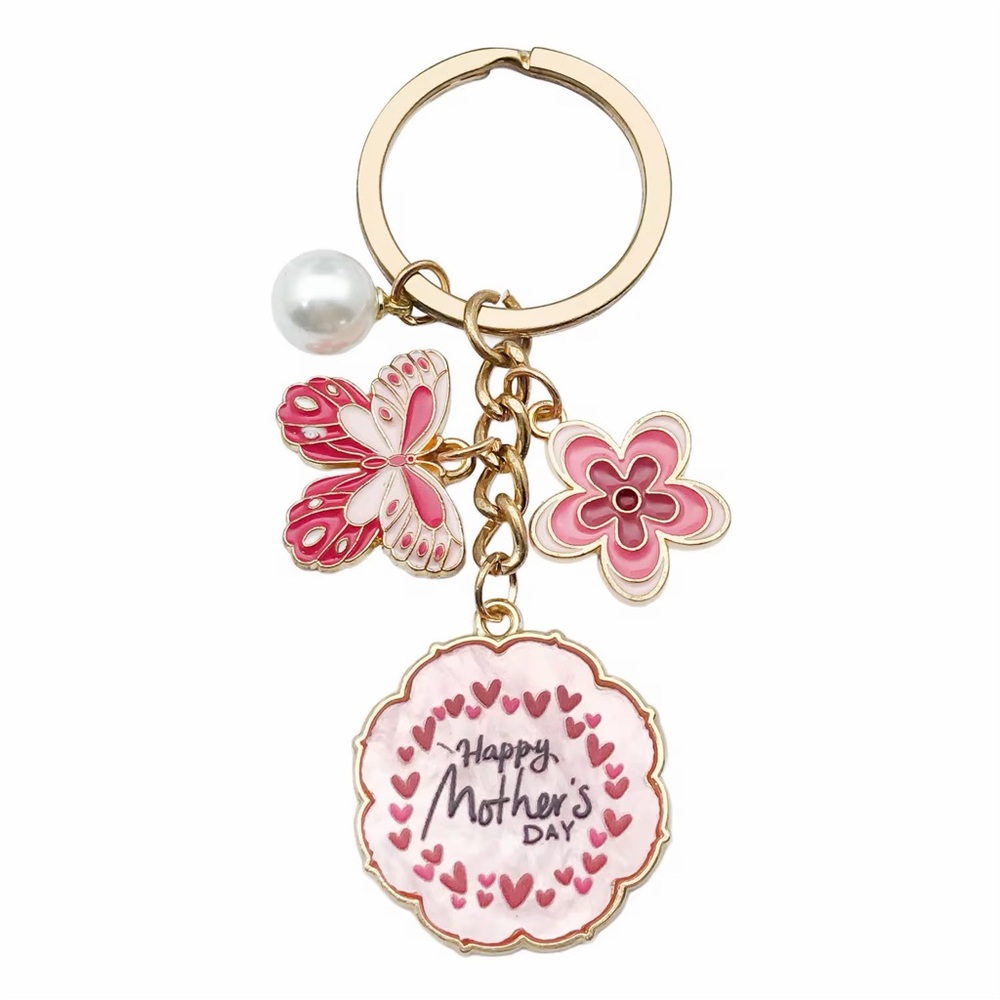 🌸Mother's Day Special 🌸Pink Butterfly Floral Pearl Keychain with Pink Charms